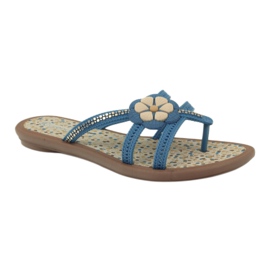 Rider Flip-flops, șlapi pentru copii cu o floare de apă, Grendha, albastru 1