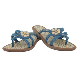 Rider Flip-flops, șlapi pentru copii cu o floare de apă, Grendha, albastru 3