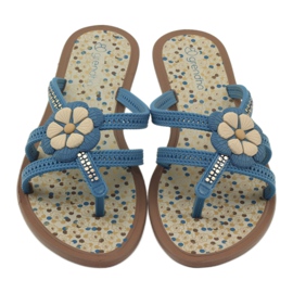 Rider Flip-flops, șlapi pentru copii cu o floare de apă, Grendha, albastru 4