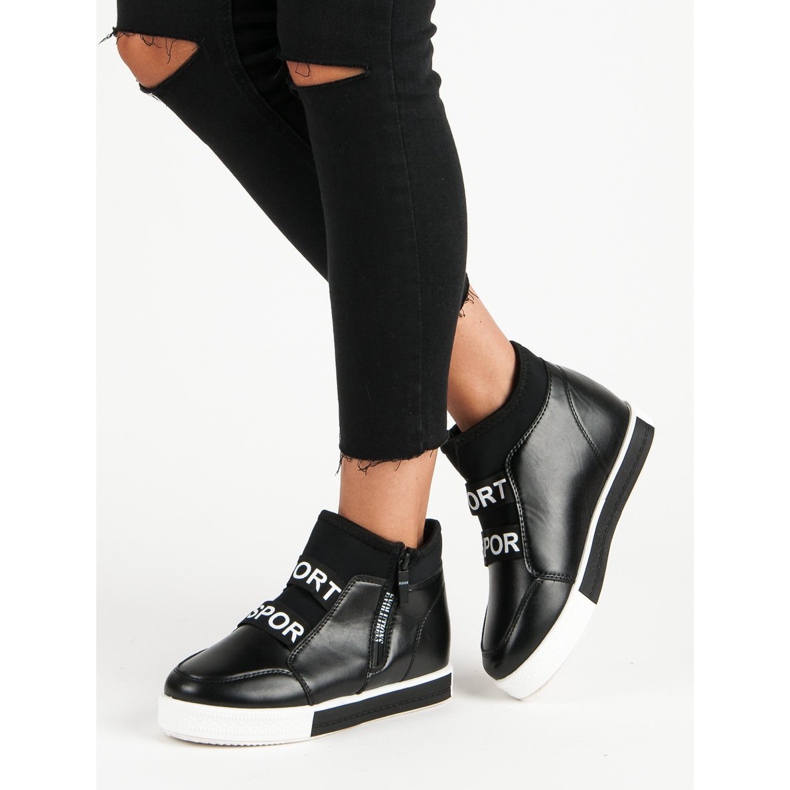 Tenisi negri cu fermoar negru 2