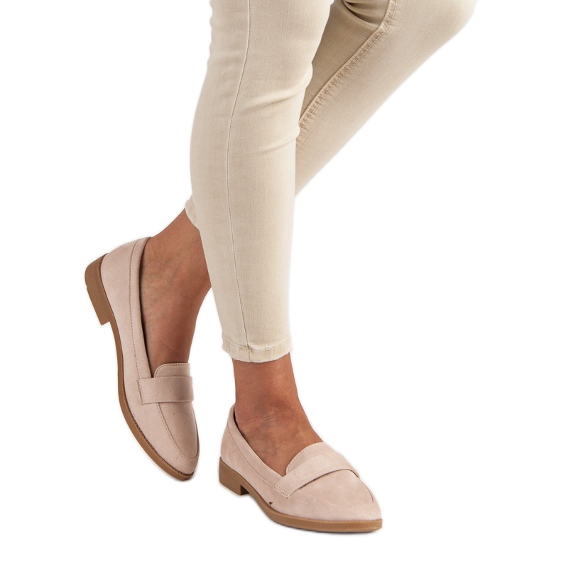 Small Swan Mocasini din piele intoarsa maro 2