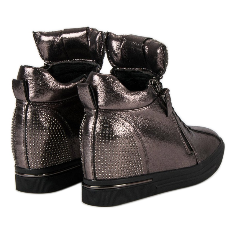 Adidași din grafit cu fermoar multicolor 2