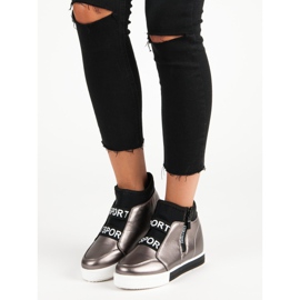 Adidași din grafit cu fermoar maro gri 1