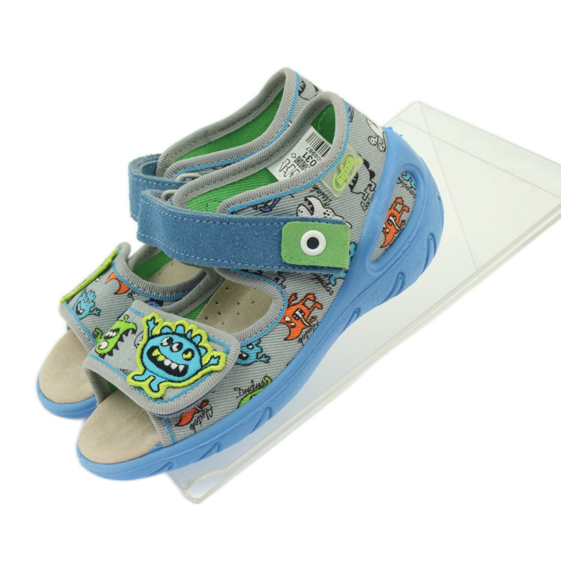 Sandale insert piele Befado 433P albastru portocale gri 4