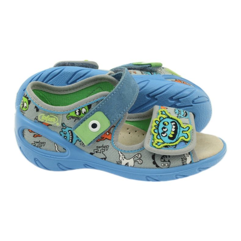 Sandale insert piele Befado 433P albastru portocale gri 3