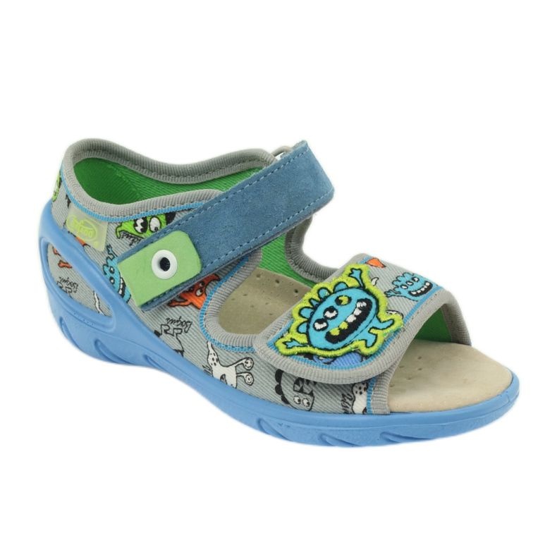 Sandale insert piele Befado 433P albastru portocale gri 1