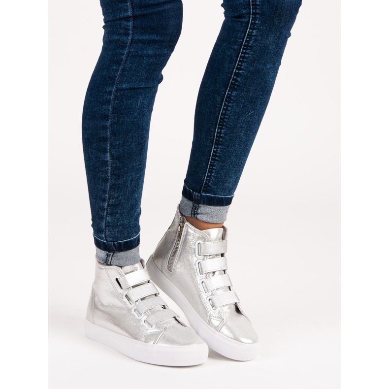 Adidași argintii cu bandă elastică gri 1