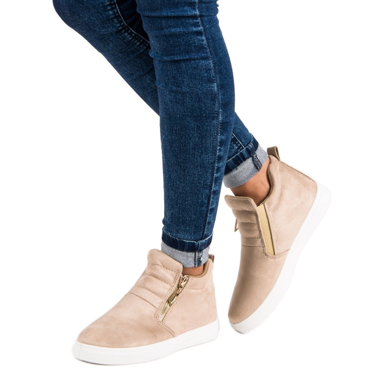 Adidași alunecați din piele de căprioară maro 1