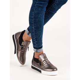 Adidași din grafit cu fermoar gri 2