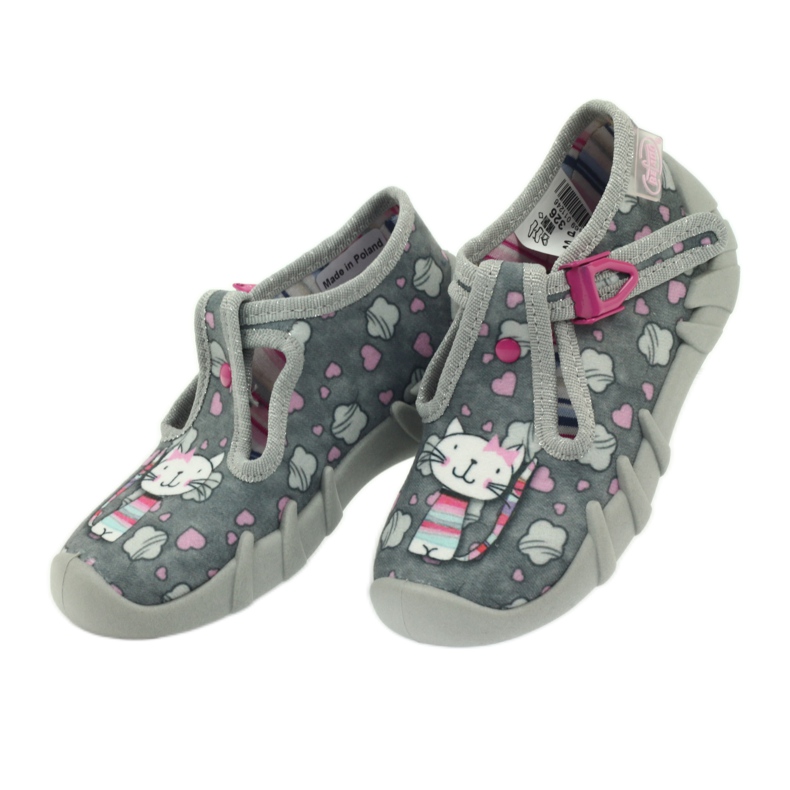 Papuci Kitten Befado 110p326 alb gri roz 4