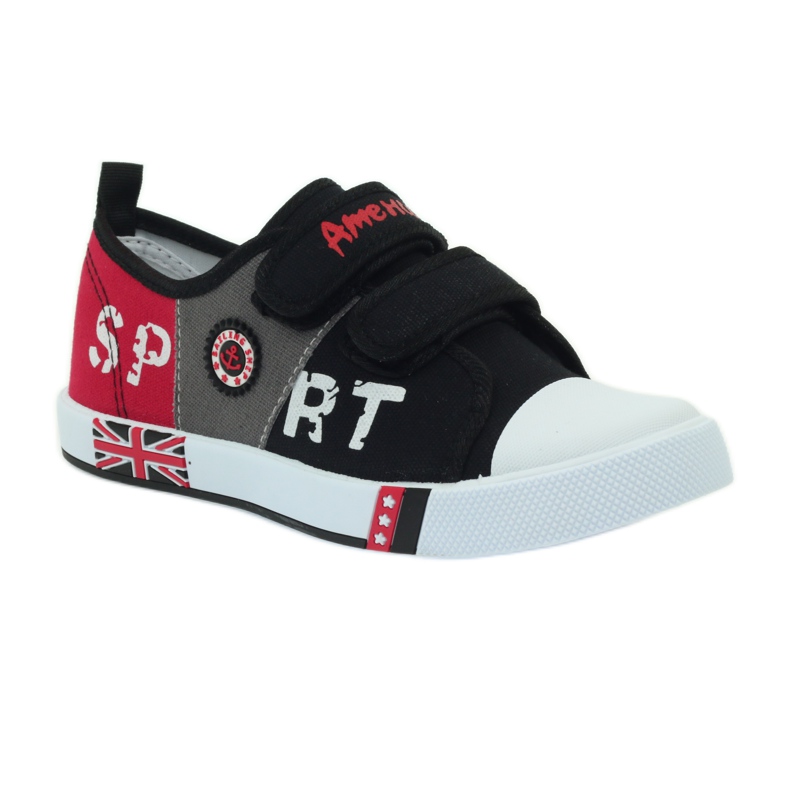 American Club Pantofi adidași copii cu steagul american Velcro negru alb gri roșu 1 American Club Pantofi adidași copii cu steagul american Velcro negru alb gri roșu 1