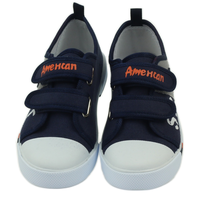 American Club Pantofi copii adidasi cu un steag Velcro american bleumarin alb portocale gri albastru marin 4