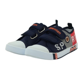 American Club Pantofi copii adidasi cu un steag Velcro american bleumarin alb portocale gri albastru marin 3