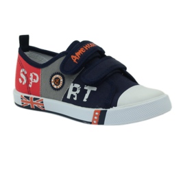 American Club Pantofi copii adidasi cu un steag Velcro american bleumarin alb portocale gri albastru marin 1