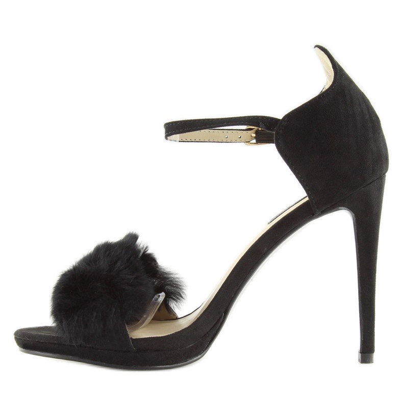 Sandale negre pe toc înalt L6120 Negru 2