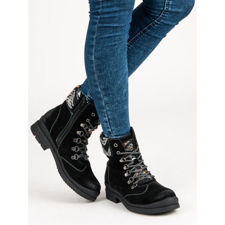 Filippo Botine din piele legate negru 1