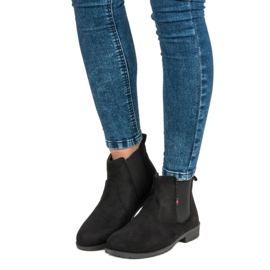 Lady Fashion Cizme de piele de căprioară alunecate negru 1