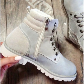 Filippo Cizme elegante cu haină din piele de oaie gri 1