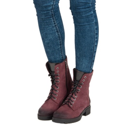 Cizme cu siret VINCEZA roșu 1