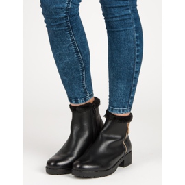 J. Star Cizme la modă cu blană negru 1