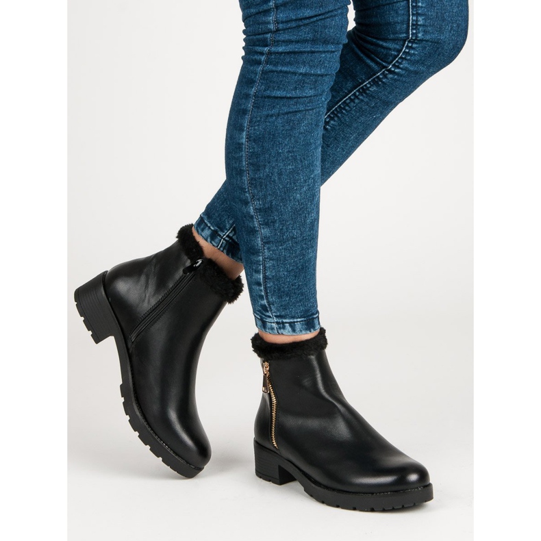 J. Star Cizme la modă cu blană negru 2