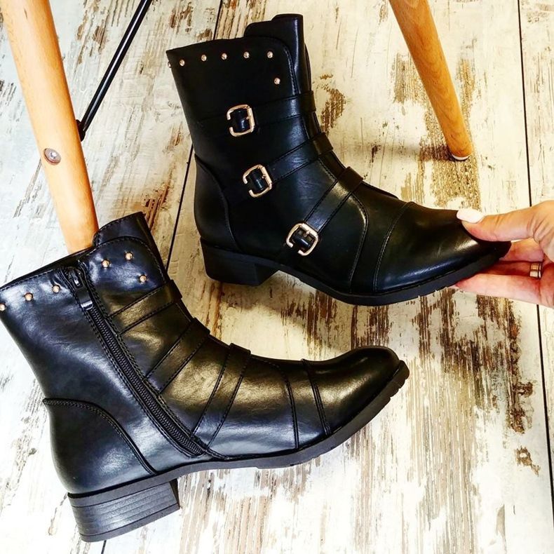 J. Star Cizme de dama clasice negru 1