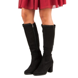 Cizme negre din piele intoarsa negru 1 Cizme negre din piele intoarsa negru 1