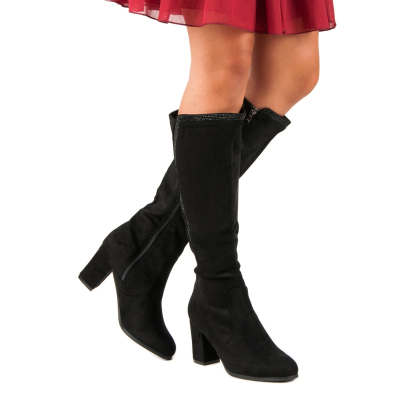 Cizme negre din piele intoarsa negru 2 Cizme negre din piele intoarsa negru 2