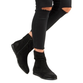 Botine casual din piele intoarsa negru 2