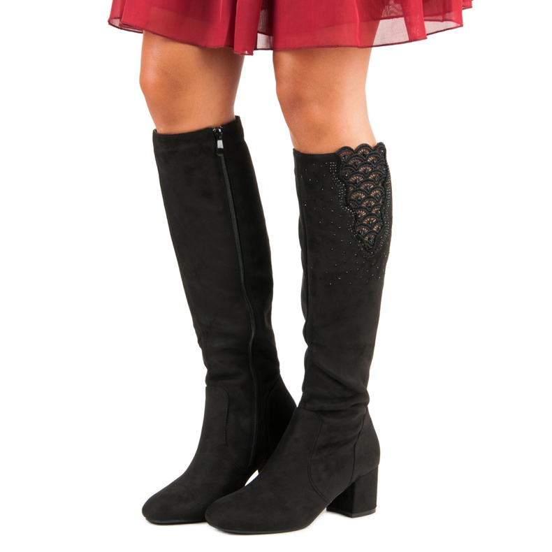 Cizme elegante cu toc inalt negru 1