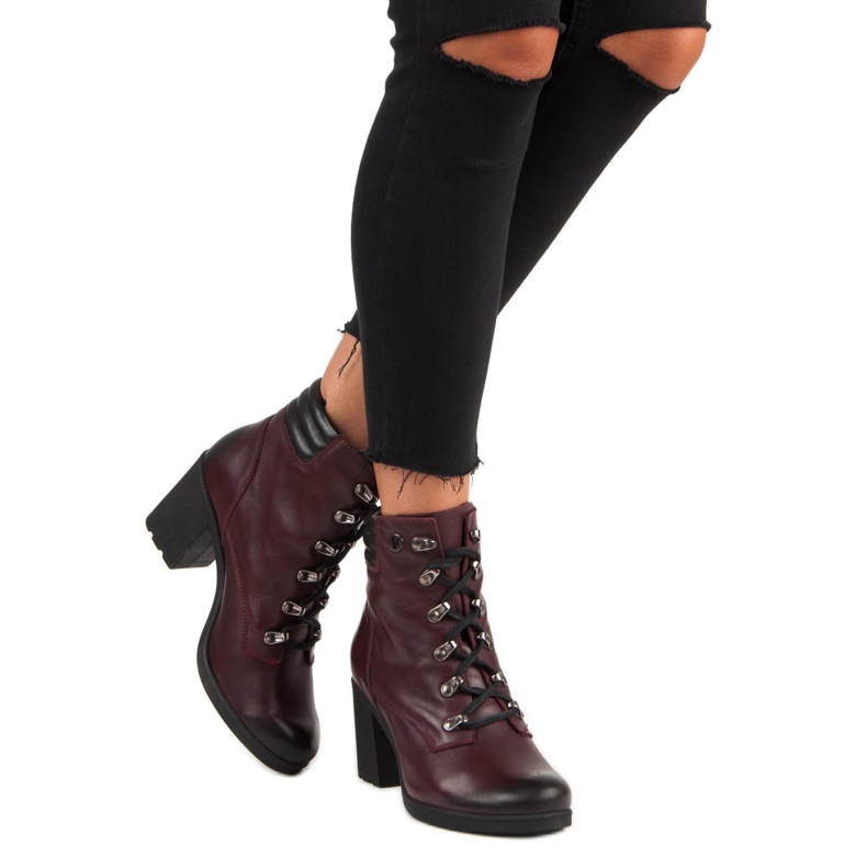 Cizme confortabile cu toc VINCEZA roșu 2