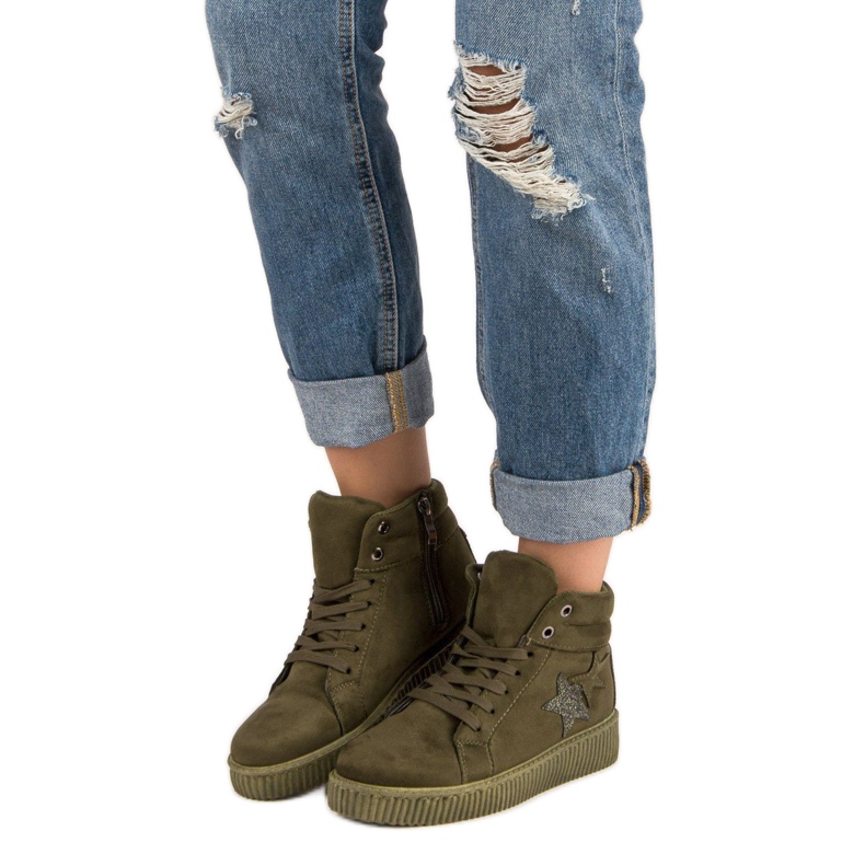 Mckeylor Tenisi Creepers din piele intoarsa verde 1