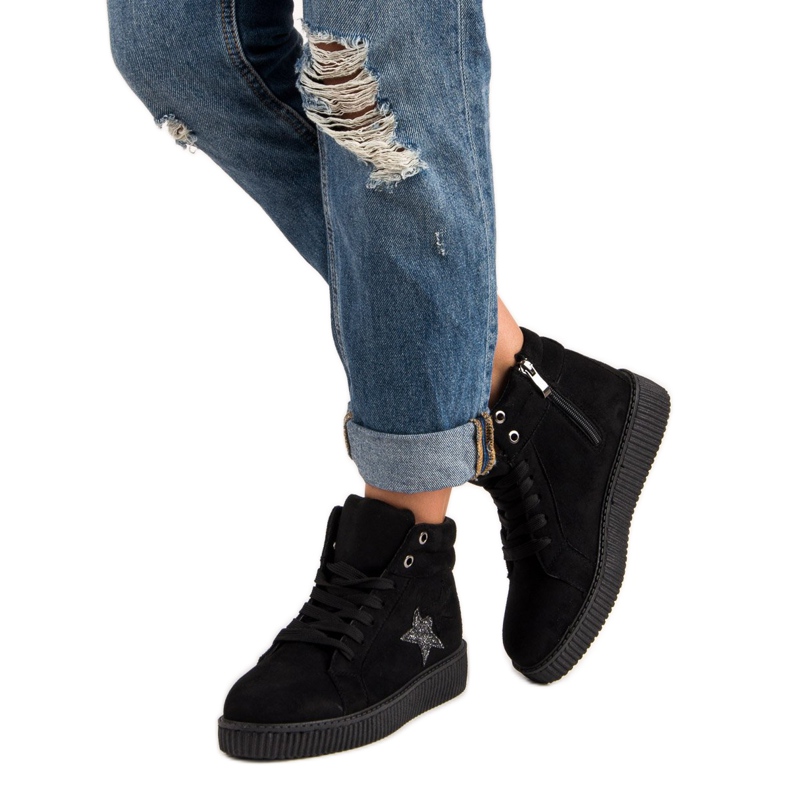 Mckeylor Tenisi Creepers din piele intoarsa negru 2