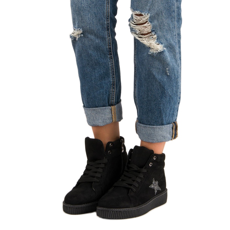 Mckeylor Tenisi Creepers din piele intoarsa negru 1