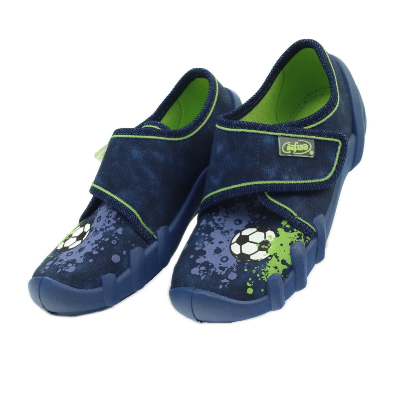Papuci cu velcro fotbalist Befado 273x237 verde albastru marin 5