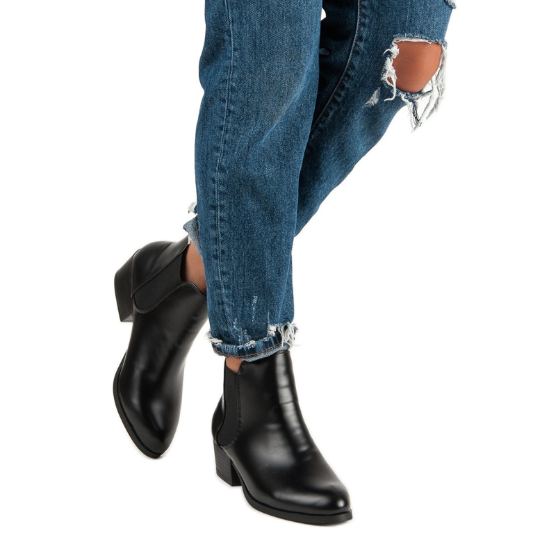 Corina Cizme Chelsea negre cu toc inalt negru 2