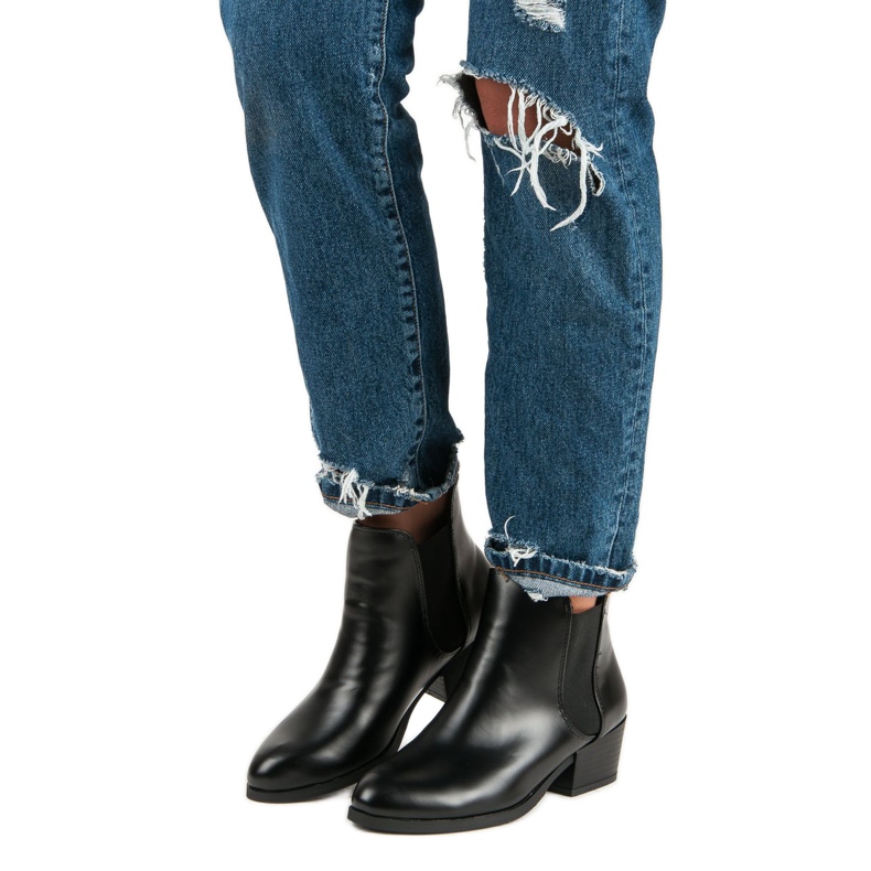 Corina Cizme Chelsea negre cu toc inalt negru 1