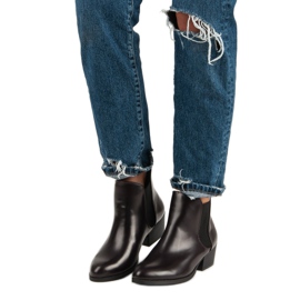 Corina Cizme chelsea de culoare visiniu inchis cu toc inalt negru roșu 2