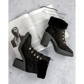 Seastar Ghete cu dantelă cu blană negru 1