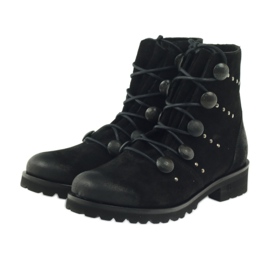 Cizme pentru femei Badura decorate cu butoane și strasuri negru 3
