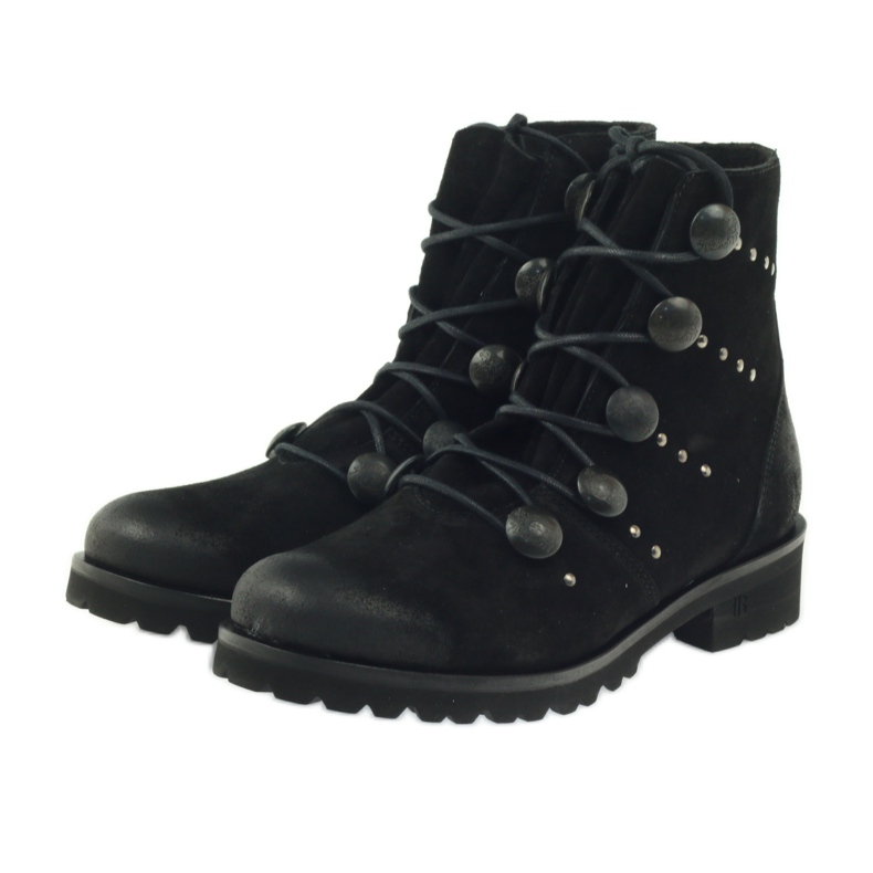 Cizme pentru femei Badura decorate cu butoane și strasuri negru 3