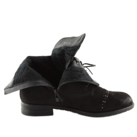 Cizme negre cu cordon W312 Negru 1