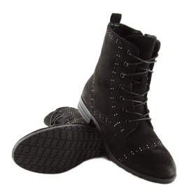 Cizme negre cu cordon W312 Negru 2