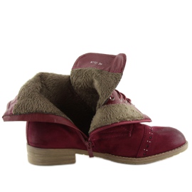 Cizme cu cordon W312 Wine burgundy roșu 1