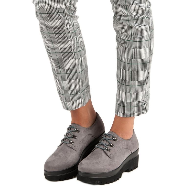 Pantofi din piele intoarsa gri 2