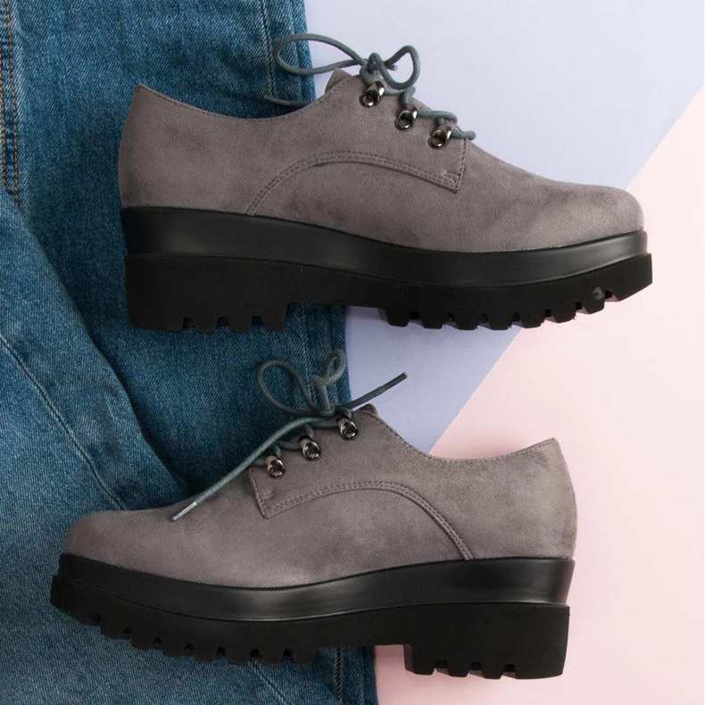 Pantofi din piele intoarsa gri 1