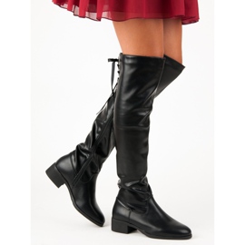 Cizme negre deasupra genunchiului negru 2 Cizme negre deasupra genunchiului negru 2