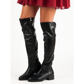 Cizme negre cu coadă înaltă, cu fermoar negru 1 Cizme negre cu coadă înaltă, cu fermoar negru 1
