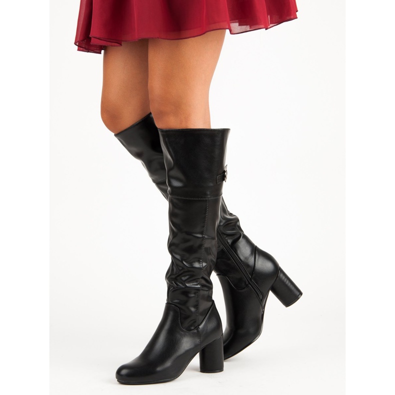 Cizme negre cu toc înalt negru 2