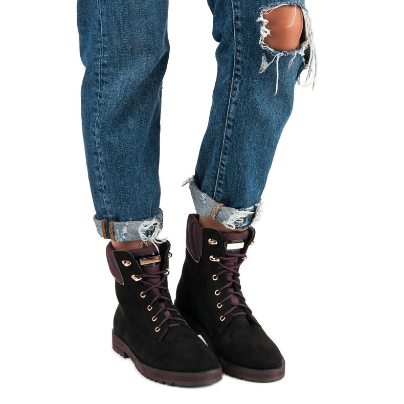 Lucky Shoes Muncitori din piele neagră negru 1